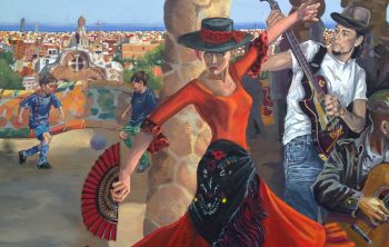Détail de la danseuse de Flamenco de la fresque de Barcelone